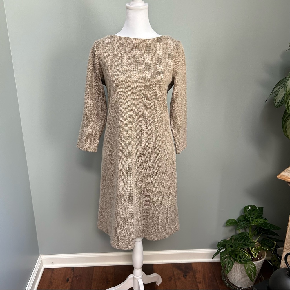 J.Jill brown long sleeve herringbone dress size XS